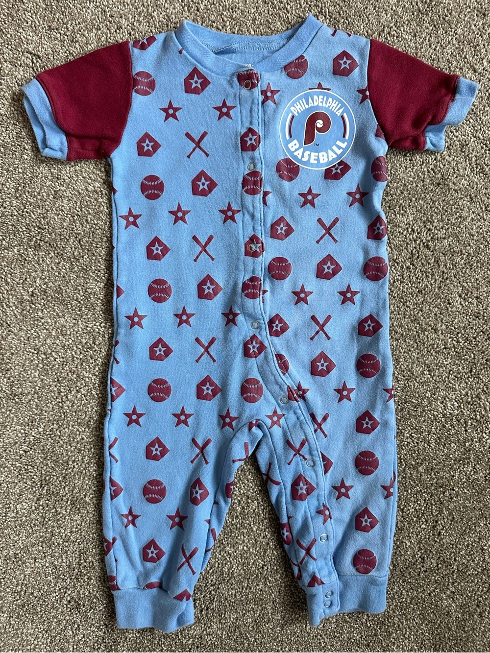 Phillies Powder Blue/Maroon One-Piece Romper